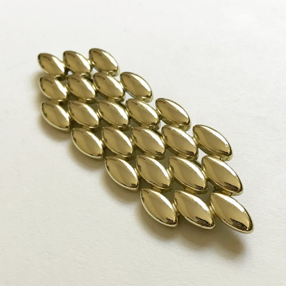 Givenchy Gold Tone Hexagonal Oval Pattern Brooch - image 2